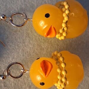 YELLOW RUBBER DUCKY KEYCHAIN EARRINGS